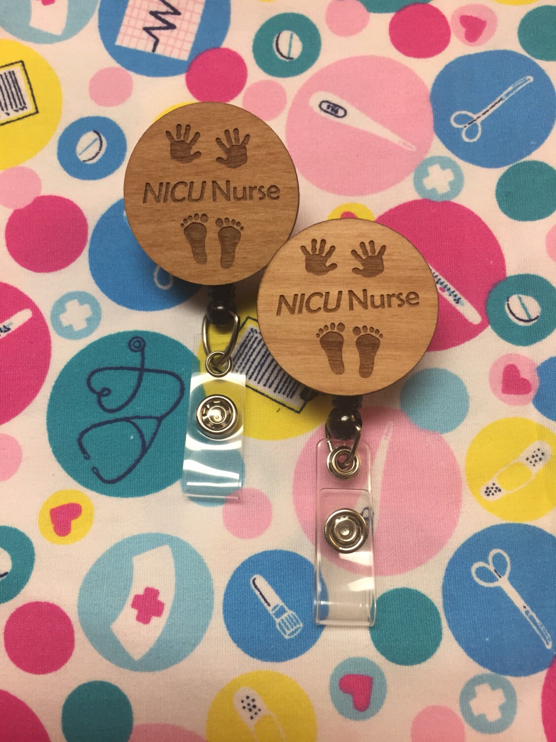 Wooden Badge Reel: NICU Nurse
